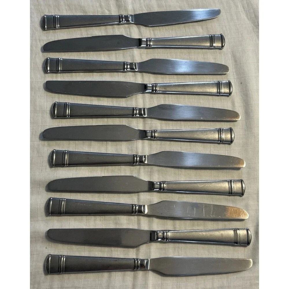 Oneida TIRAMISU Dinner Knife Set Of 11 Stainless Frosted Handle Silverware